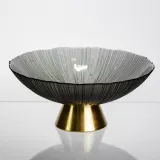 Фруктовниця скляна "Gold & Grey" 24 см на золотій ніжці Yiwu HP-34-118