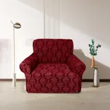Чохол на крісло універсальний жакардовий без оборки бордовий Love You