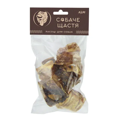 Ласощі для собак Трахея яловича сушена "Собаче щастя" 80 г (пакет)