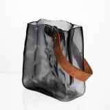 Скляна ваза сумочка з ручкою 13×7×16.5 (см) декоративна ваза для квітів 1 (л) Сірий HP-19-155-2