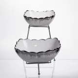 Фруктовница на 2 яруса фуршетная 27×21×25 (см) Белая с серебром 2561-1AS