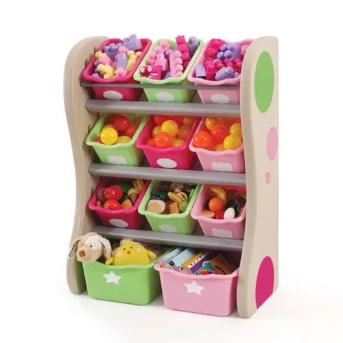 Органайзер з різнокольоровими скриньками STEP 2 "FUN TIME ROOM ORGANIZER", 89х67х36 см, рожевий/салатовий