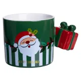 Чашка порцелянова новорічна Merry Christmas 400 (мл) Зелена Yiwu FM-CS-49GR