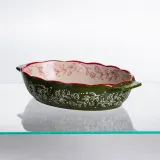 Форма для запікання Vintage 25×15×5 (см) овальна з ручками Зелена HM05-01