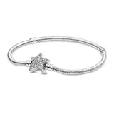 Серебряный браслет Pandora асимметричной застежкой-звездой