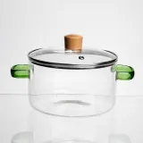 Каструля з боросилікатного скла 1,8 л з зеленими ручками Yiwu HP-GP-34