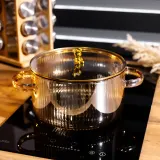 Каструля із боросилікатного скла Animal Style 1,8 л, золото Yiwu HP-GP-17