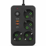 Сетевой фильтр-удлинитель 4 розетки 2xUSB-A 1xUSB-C 5м черный HP-5-48
