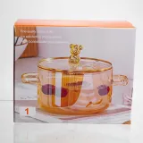 Каструля скляна Cherry 1,8 л з металевим ведмедиком на кришці Yiwu HP-GP-32