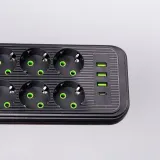 Мережевий фільтр 2.8 м подовжувач на 8 розеток з 3 USB 1 Type-C та кнопкою відключення F20U Чорний HP-5-28