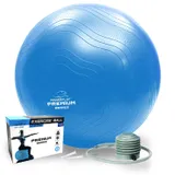 Мяч для фитнеса (фитбол) укреплён PowerPlay 4000 Ø65 cm Premium Gymball Anti-Burst Синий + помпа