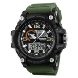 Мужские часы Patriot 012AG Ваша логотип Черные с зеленым + Коробка