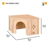 Кутовий дерев'яний будиночок для дрібних тварин SIN CORNER LARGE