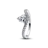 Серебряное кольцо Pandora Волна с сердцем