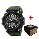 Мужские часы Patriot 012AGSBU СБУ Черные с зеленым + Коробка.
