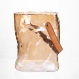 Подарункова скляна ваза сумочка з ручкою 18×9×25 (см) декоративна ваза 2.8 (л) для квітів Коричневий HP-19-157-1