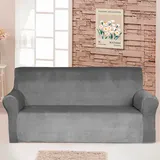Чохол на диван тримісний велюровий сірий Love You