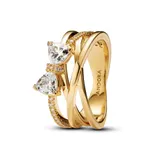 Каблучка Pandora Іскристий бант з покриттям 14k золотом