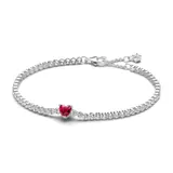 Серебряный браслет Pandora Красное сердце