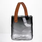 Скляна ваза сумочка з ручкою 16×8×18.5 (см) декоративна Сірий HP-19-156-2