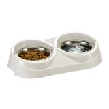Пластикова підставка з металевими мисками 38,5 x 20 x h 9 см - 1 л DUO FEED