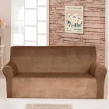 Чохол на диван тримісний велюровий коричневий Love You