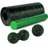Массажный набор PowerPlay PP_4015 EPP Foam Roller Set 4in1 (2-ва ролла + 2-ва мяча) Черно-зелёный