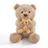 Игрушка-подушка Медведь с малышом и пледом 110x140 см бежевый 509-33P