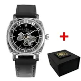 Мужские часы Awarder 021-3D Где бы ни находились Silver-Black-Black Leather