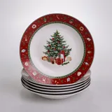 Набор тарелок суповых Christmas из фарфора 6 штук по 21 см Yiwu HP-SDHK-25