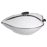 Супниця 800 (мл) порцелянова 32×21×16 (см) з кришкою Білий з сріблом XL-4054AS