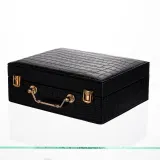 Шкатулка для украшений из эко кожи 19 отделений с зеркалом 23.5×14×8 см Черный HP-5-20B