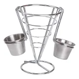Корзинка для картошки фри с соусниками конусная 15х15х13.5 см HP-19-7