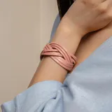 Шкіряний браслет косичка рожевий