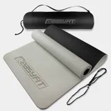 Килимок для йоги та фітнеса EasyFit TPE+TC 6мм двошаровий + Чохол сірий з чорним