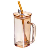 Скляна чашка з кришкою і трубочкою 280 (мл) HP-19-53GLD