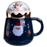 Чашка порцелянова з кришкою Christmas 400 (мл) Синій Yiwu FM-CS-41B