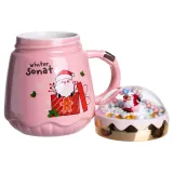 Чашка порцелянова з кришкою Christmas 400 (мл) Рожева Yiwu FM-CS-41C