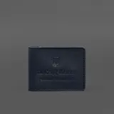 Шкіряна обкладинка для посвідчення учасника бойових дій (УБД) із кишенею для жетону темно-синя